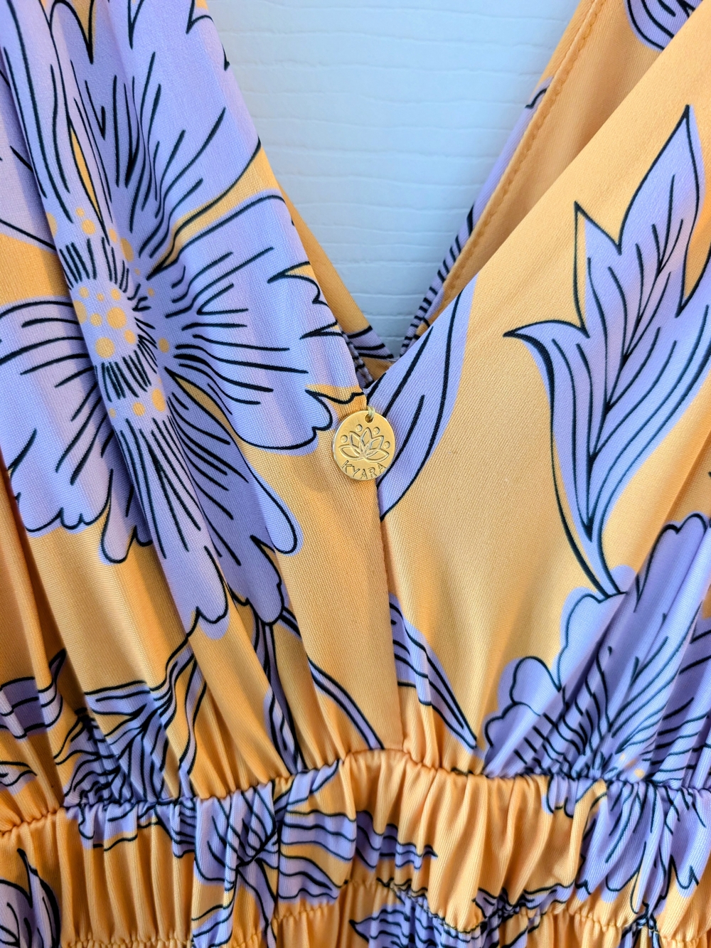 Women's Yellow Floral One-Piece Jumpsuit - Picture 4 of 4
